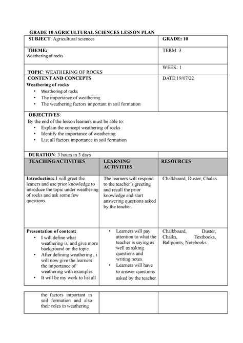 Grade 10 Sample Lesson Plan: What Makes a Healthy 